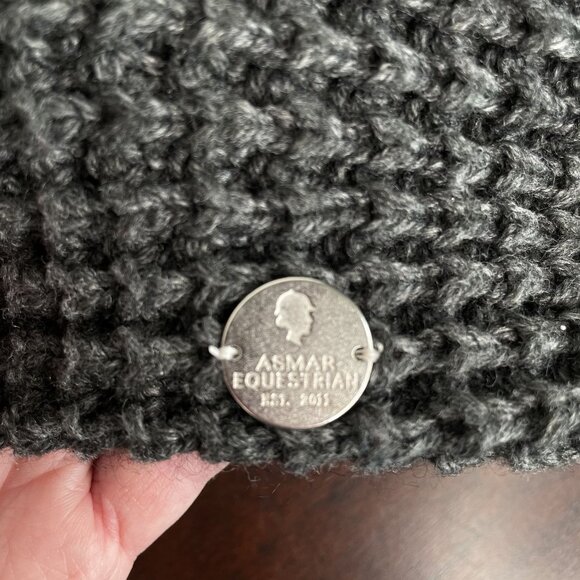 Asmar Equestrian Gray Wool Blend Knit Infinity Scarf - Picture 3 of 4